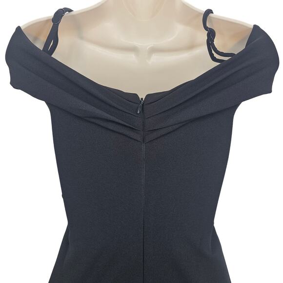 Nookie Womans size XS Phoenix Off Shoulder Midi Dress Gown in Black Bodycon NEW - Picture 5 of 8